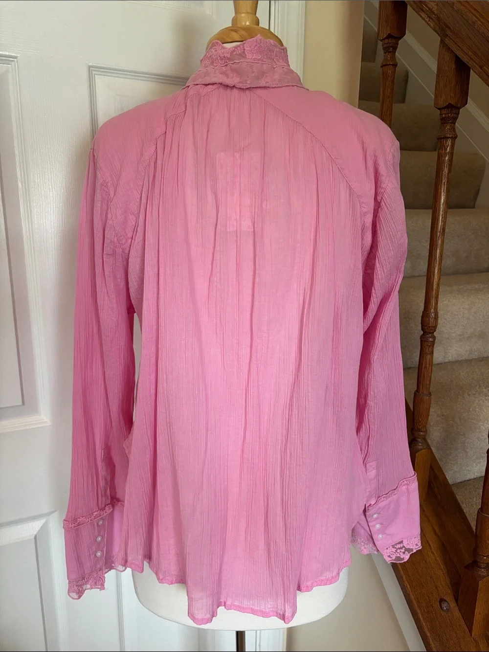 Free People | Clemence Lace Button Front Shirt Blouse | Peasant/Cottage Style